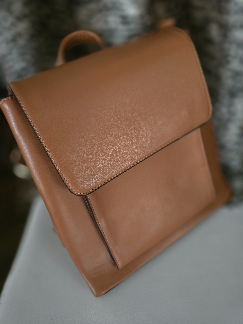 Faux Leather Backpack in Tan - Minimalist Everyday Bag